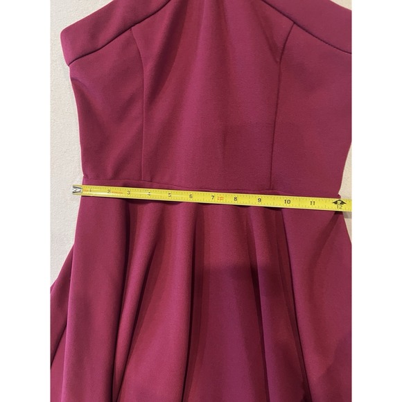 Lulus Burgundy Halter Skater Dress Fit & Flare Stretch Ponte Cocktail - Picture 8 of 11